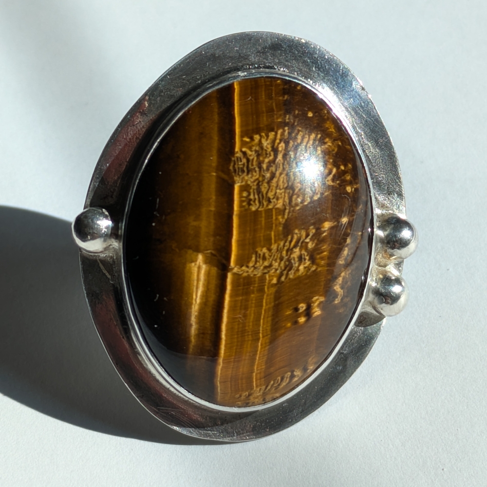 Handmade Silver Tiger's Eye Statement Rig - Picture 3 of 7